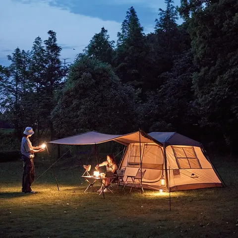 Намет з навісом Naturehike Village CNK2300ZP022, коричневий великий — фото 5