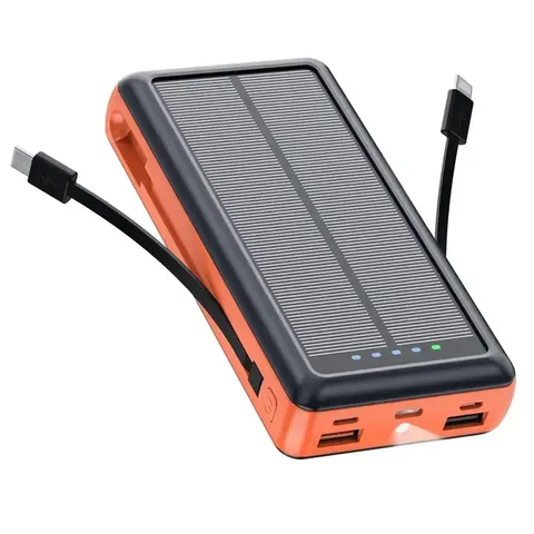 Зарядний пристрій на сонячних батареях Powerbank 619S 20000mAh із ліхтариком та швидкою зарядкою — фото 2