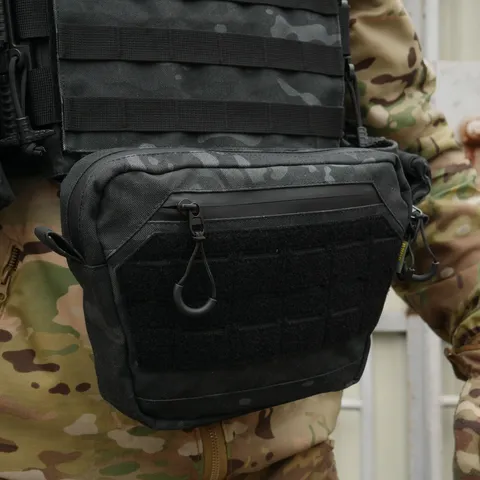 Сумка-напашник M Kiborg з балістичним пакетом 1 клас захисту Militex GU Сordura Black Multicam — фото 10