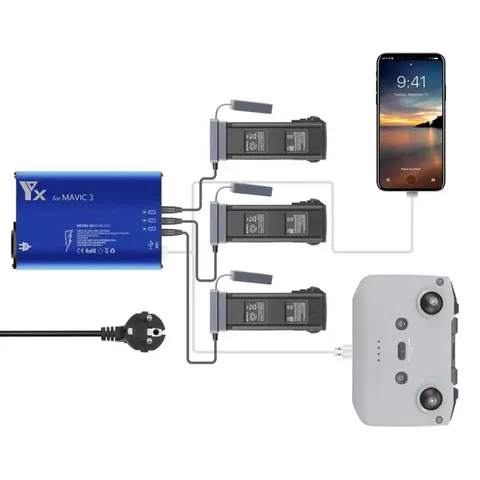Зарядний пристрій 3 в 1 для DJI Mavic 3 інтелектуальна станція зарядки акумуляторів 17,6 В 4 А з USB — фото 6
