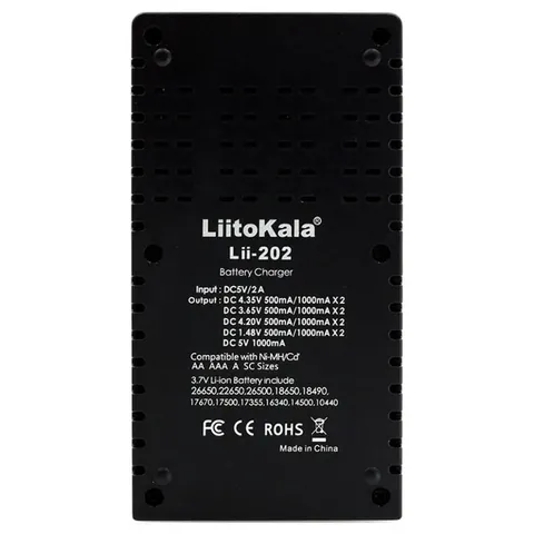Зарядний пристрій Liitokala Lii-202, Ni-Mh/Li-ion/Li-Fe/LiFePO4, USB, Powerbank, LED, Box — фото 4