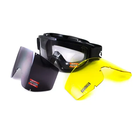 Захисні окуляри Global Vision Wind-Shield 3 lens KIT Anti-Fog, три змінних лінзи, Чорний — фото 2