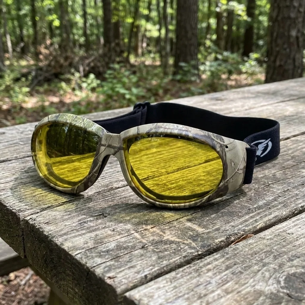 Окуляри захисні з ущільнювачем Global Vision Eliminator Camo Forest (yellow), жовті в камуфльованій оправі, Камуфляж