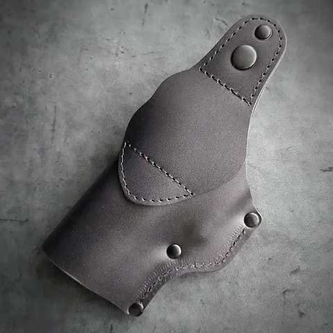 Шкіряна кобура поясна під HK VP9 | чорна з гербом України — фото 3