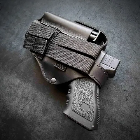 Шкіряна кобура під GLOCK 17 на MOLLE, чорна — фото 2