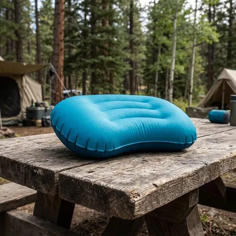 Синя надувна подушка Aeros Ultralight Pillow 12х36х26см