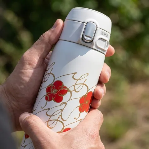 Термокухоль Zojirushi SM-TAE48SAWJ з візерунком Ichimatsu Moyo 480 мл Білий — фото 3
