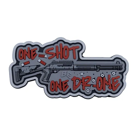 ПВХ Патч (шеврон) «One Shot - One Drone» (сірий) — фото 2