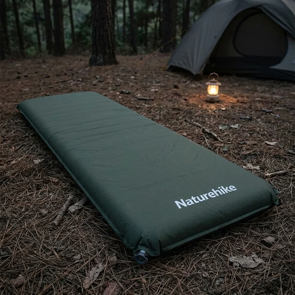 Килимок самонадувний одномісний Naturehike CNK2450WS020, 100 мм, темно-зелений
