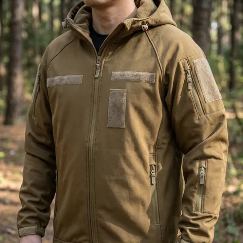 Куртка Windproof Softshell вітрозахисна (койот), водостійка, фліс 320 г/м² — фото 3