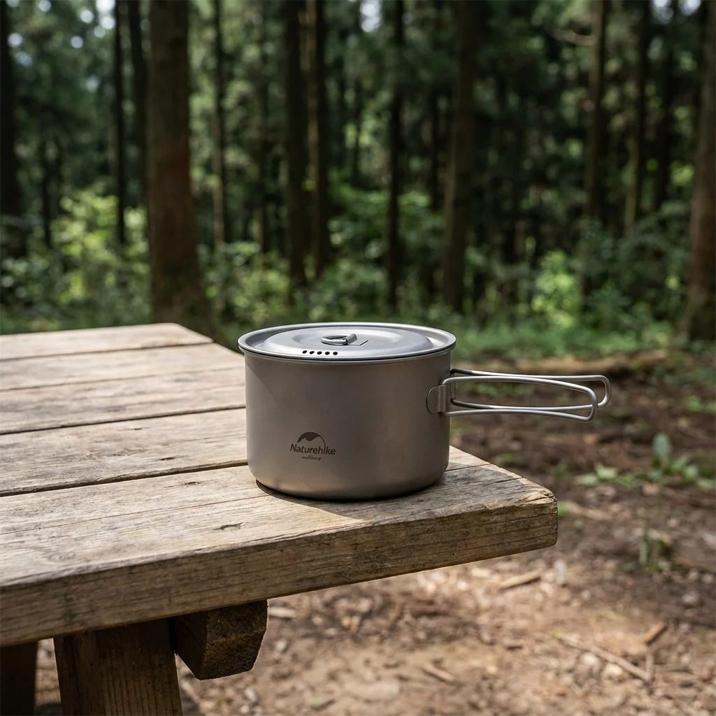 Каструля титанова зі складною ручкою 1300 мл Naturehike NH18T202-B