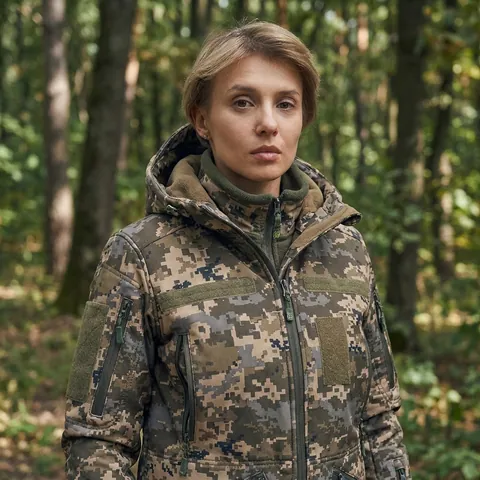 Зимова утеплена жіноча FS куртка-трансформер Soft Shell 2в1, піксель — фото 3