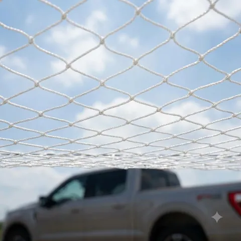 Антидронова сітка (12×6 м) вічко 50 мм, нитка 1,8 мм, білий міцна сітка для захисту техніки та позицій — фото 3