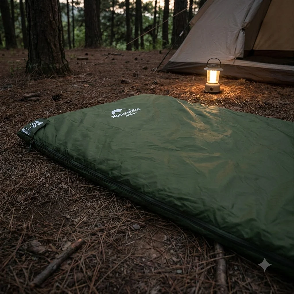 Спальник надлегкий Naturehike LW180 NH21MSD04 правий, (15°C), p-p M, темно-зелений