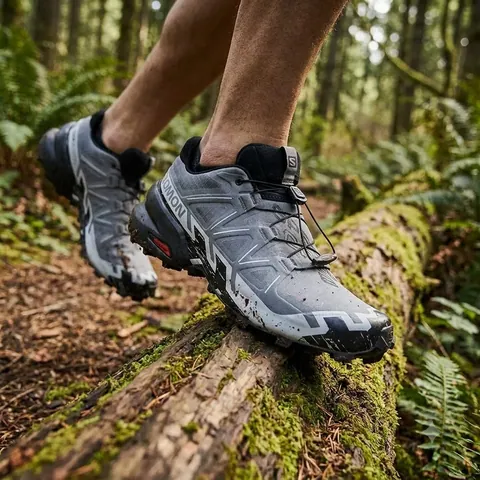 Чоловічі трейлові кросівки Salomon Speedcross 6 для бігу та бездоріжжя, сірі з чорним та блакитним — фото 3