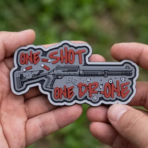 ПВХ Патч (шеврон) «One Shot - One Drone» (сірий) — фото 3