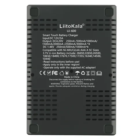 Універсальний інтелектуальний зарядний пристрій LiitoKala Lii-600 EU для акумуляторів + автомобільний кабель — фото 5