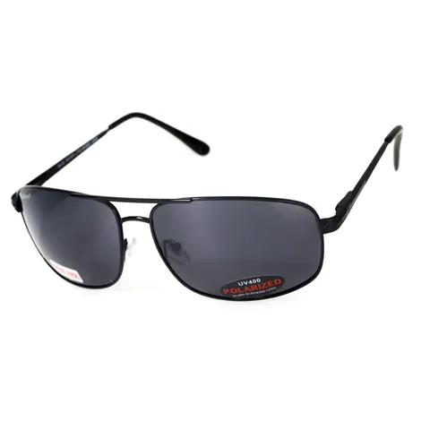 Окуляри поляризаційні BluWater Navigator-2 Polarized (gray), чорні в металевій оправі, Чорний — фото 9