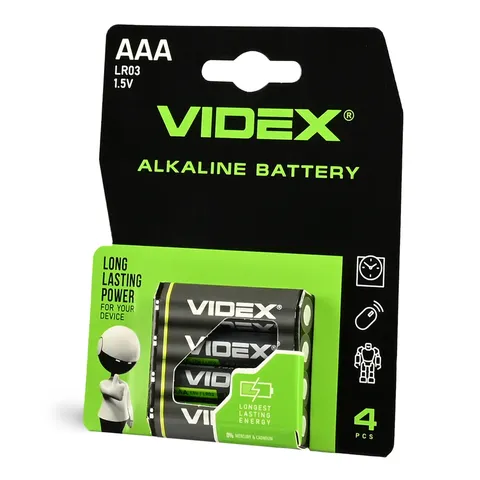 Батарейка лужна Videx LR03/AAA 4шт Blister Card — фото 4