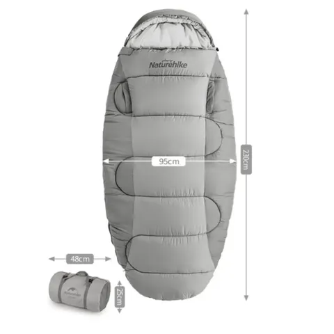 Спальний мішок овальний Naturehike PS200 NH20MSD03, сірий — фото 4