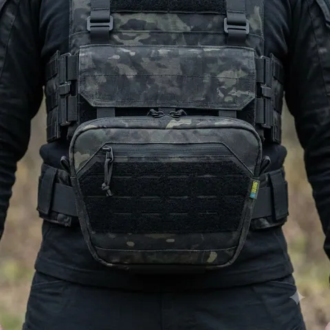 Сумка-напашник M Kiborg з балістичним пакетом 2 клас захисту PE Militex GU Сordura Black Multicam — фото 3