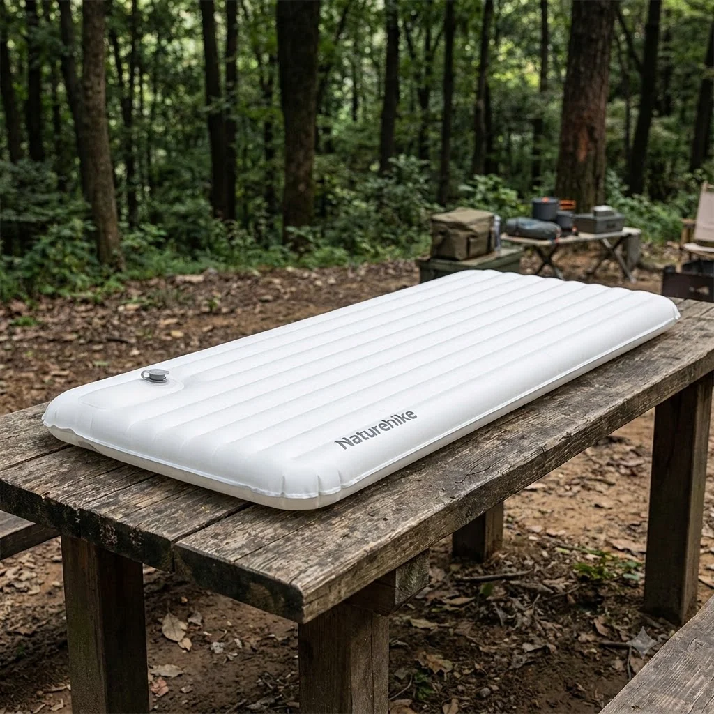 Матрац надувний одинарний Naturehike CNK2450WS034, 95 мм, із мішком для надування, білий