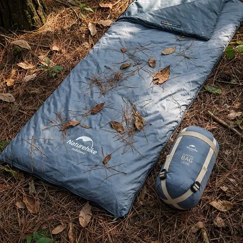 Спальник надлегкий Naturehike Ultralight LW180 NH21MSD09 правий, (15°C), p-p M, сіро-синій — фото 3
