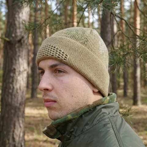 Шапка-балаклава в'язана Койот піксель