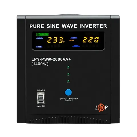 ДБЖ LogicPower LPY-PSW-2000VA+ (1400Вт) 10A/20A з правильною синусоїдою 24V — фото 2
