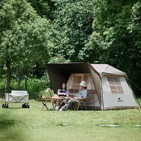 Намет з навісом Naturehike Village CNK2300ZP022, коричневий великий — фото 7