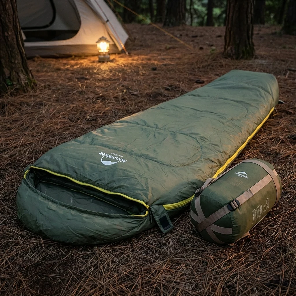 Спальник надлегкий Naturehike Summer LW180 NH21MSD09 правий, (15°C), p-p XL, зелений