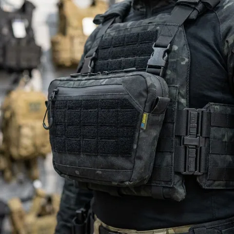 Сумка-напашник M Kiborg з балістичним пакетом 1 клас захисту Militex GU Сordura Black Multicam — фото 3