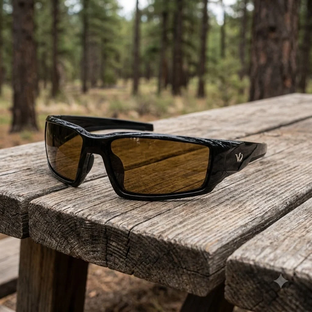 Окуляри захисні Venture Gear Pagosa (bronze) Anti-Fog, коричневі в чорній оправі, Чорний