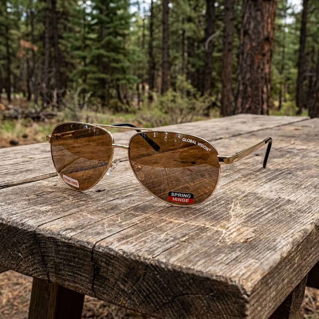 Окуляри захисні Global Vision Aviator-4 (drive mirror), коричневі лінзи