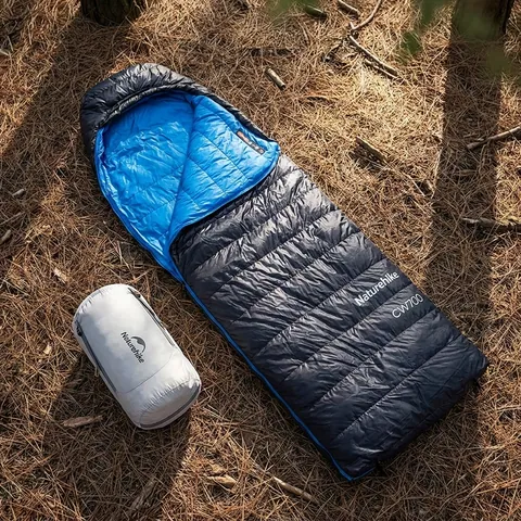 Спальник з натуральним пухом Naturehike CW700 CNK2450WS048, p-р L, чорно-блакитний — фото 3