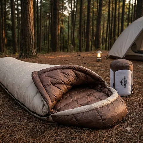 Спальник з натуральним пухом Naturehike Snowbird NH20YD001, p-р M, коричневий 510 г