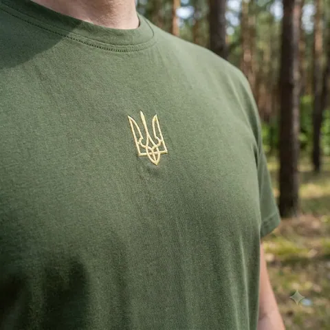 Футболка Prime кулір з вишивкою Тризуб хакі — фото 3