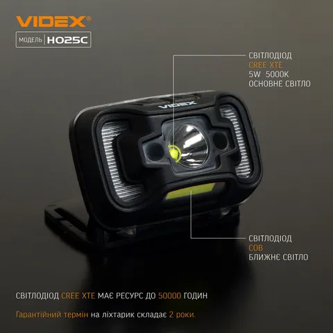 Налобний світлодіодний ліхтарик VIDEX VLF-H025C 310Lm 5000K — фото 6