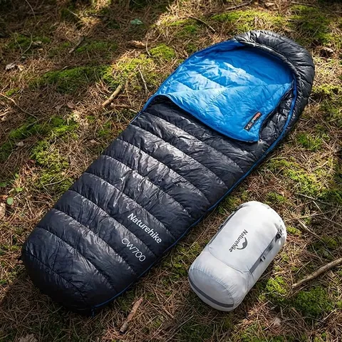 Спальник з натуральним пухом Naturehike CW700 CNK2450WS048, p-р M, чорно-блакитний — фото 3