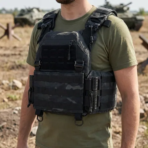 Плитоноска Kiborg Gen.2 Чорний Мультикам з бронеплитами та балістичним захистом