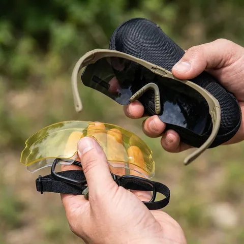 Тактичні окуляри Polarized uv400 C5 з 3 лінзами та Хакі оправа — фото 3