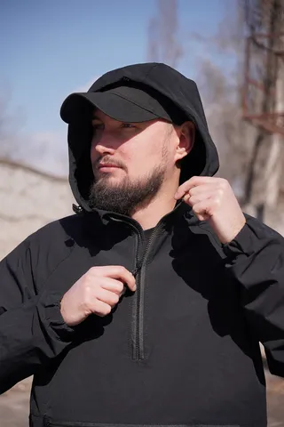 Тактичний анорак 4WStretch з мембранною тканиною та вентиляцією (чорний) — фото 10