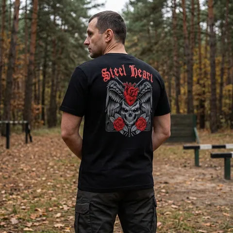 Футболка з принтом Steel heart кулір DTG чорна M