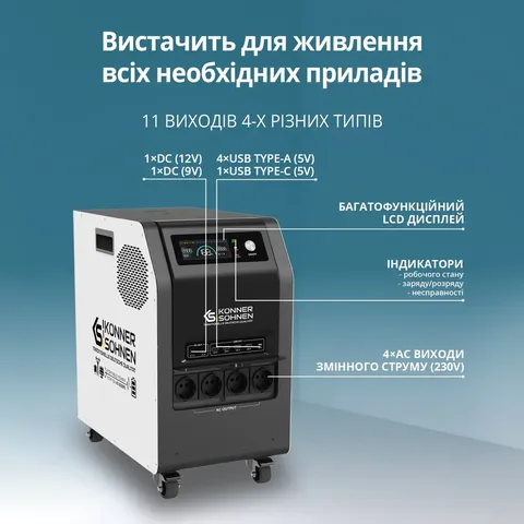 Портативна електростанція 3 в 1 KS 3000PS — фото 9