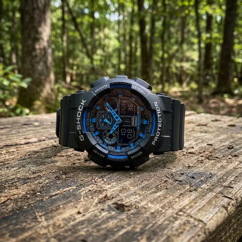 Годинник Casio G-SHOCK GA-100 - чорний/синій