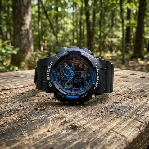 Годинник Casio G-SHOCK GA-100 - чорний/синій