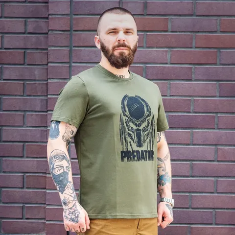 Футболка з принтом Predator кулір шовкографія хакі — фото 10