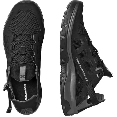 Чоловічі кросівки сандалі Salomon Techamphibian 5 для води та трекінгу, чорні з сірим — фото 6