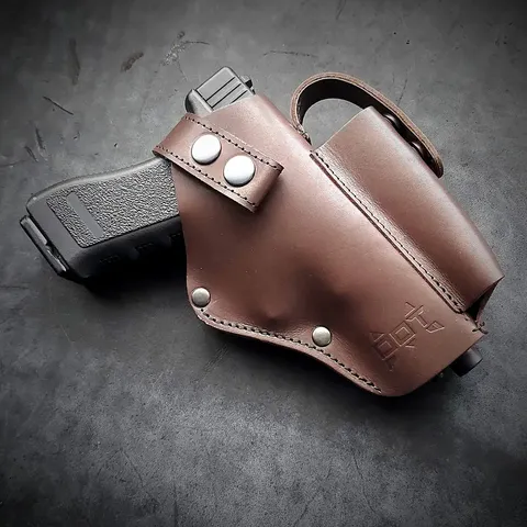 Шкіряна кобура поясна під GLOCK 17, коричнева — фото 2