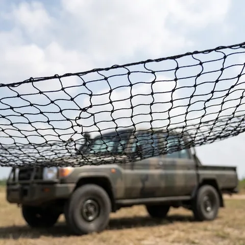 Антидронова сітка (6×55 м) вічко 50 мм, нитка 1,8 мм, чорна міцна сітка для захисту техніки та позицій — фото 3